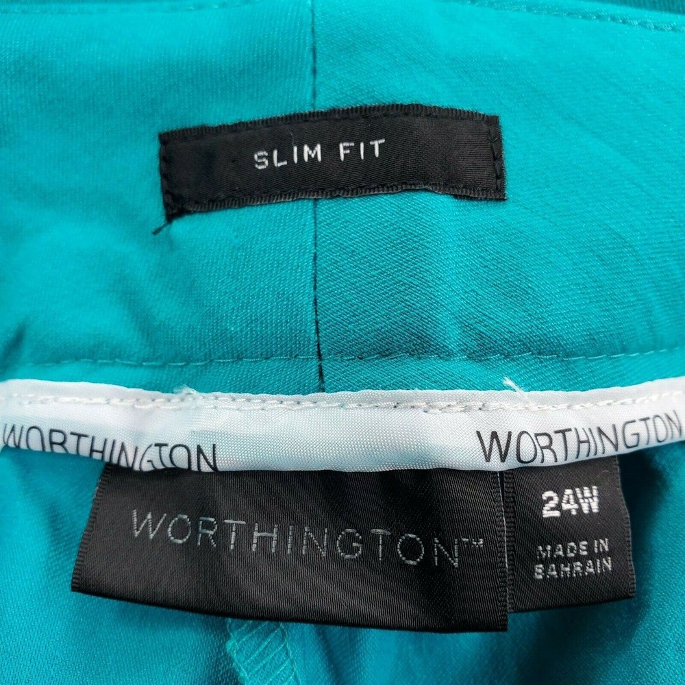 CC - Worthington Ankle Dress Pants Women 24W Solid Tropical Green Stretch NWT - Picture 7 of 9